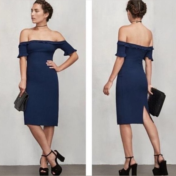 Reformation Antonia Off the Shoulder Midi Dress - size 10P - Picture 1 of 5